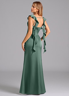 Azazie Adi Brautjungfernkleider A-Linie Plissee Stretch-Satin Kleid Eukalyptus image6