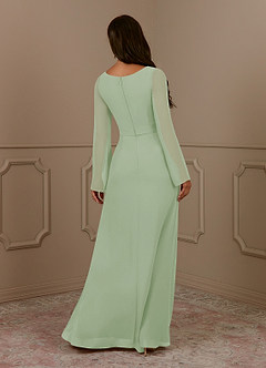 Azazie Belinda Mother of the Bride Dresses Dusty Sage A-Line V-Neck Pleated Chiffon Dress image2