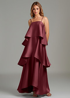 Azazie Azalea Abiti da Damigella Abito A-Line in Raso Elasticizzato Drappeggiato Merlot image5