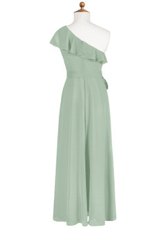 Azazie Eletta Junior Abito A-Line in Chiffon Increspato Agave image7
