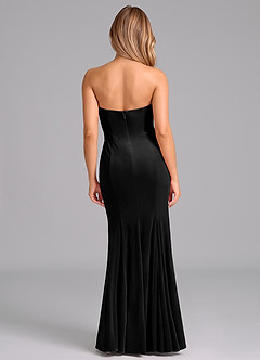 Azazie Yinnie Vestidos de damas de honor Vestido de Negro de terciopelo de Corte Sirena Convertible con Sin tirantes image6