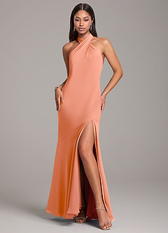 Azazie Lorena Bridesmaid Dresses Sunset Mermaid Pleated Chiffon Dress image3