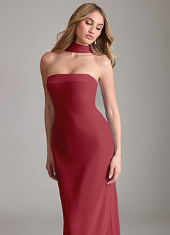 Azazie Lusinda Bridesmaid Dresses Pomegranate Mermaid Off the Shoulder Chiffon Convertible Dress image8
