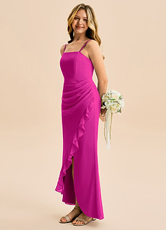 Azazie Buzzy Junior Robe Fourreau en Mousseline de soie Plissée Fuchsia image1