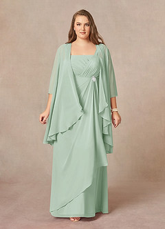 Azazie Weisz Mother of the Bride Dresses Agave A-Line Square Neckline Pleated Chiffon Dress image7