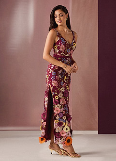 Vestido Rojo Multicolor Floral Largo Calista image7