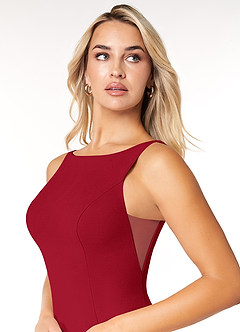 Azazie Rogue Bridesmaid Dresses Scarlet Mermaid Scoop Side Slit Stretch Crepe Dress image6