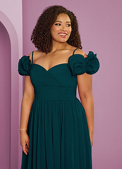 Barbie ♥ Azazie Bridesmaid Dresses Pine A-Line Off the Shoulder Chiffon Convertible Dress image18