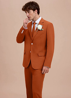 front Ethan Naranja Quemada Chaqueta de traje de tejido refinado