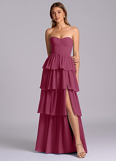 Azazie Faye Bridesmaid Dresses Mulberry A-Line Sweetheart Neckline Chiffon Dress image4