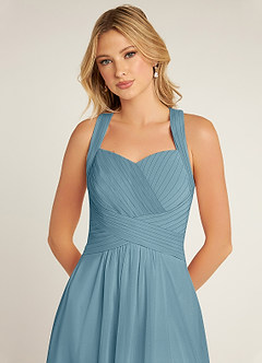 Azazie Claudia Bridesmaid Dresses Moody Blue A-Line Sweetheart Neckline Chiffon Dress image5