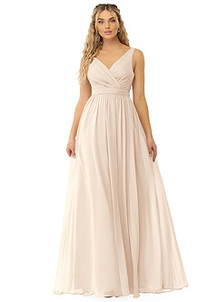 Azazie Kora Bridesmaid Dresses White Alabaster A-Line Pleated Chiffon Dress image5