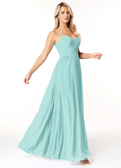 Azazie Lisbon Bridesmaid Dresses Aqua A-Line Sweetheart Neckline Chiffon Dress image1