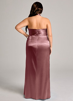 Azazie Jemma Bridesmaid Dresses Vintage Mauve Sheath Pleated Metallic Satin Dress image9