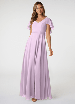 Azazie Jamie Brautjungfernkleider A-Linie Chiffon Kleid Frostiges Flieder image1