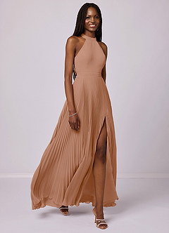 Barbie ♥ Azazie Final Sale Champagne Rose A-Line Pleated Chiffon Dress image3