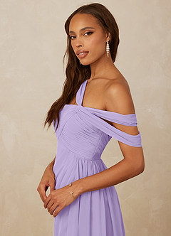 Christian Siriano Bridal for Azazie 1014 Bridesmaid Dresses Lilac A-Line Off the Shoulder Chiffon Dress image2