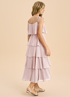 Azazie Shortcake Junior Blushing Pink A-Line Bow Chiffon Dress image7