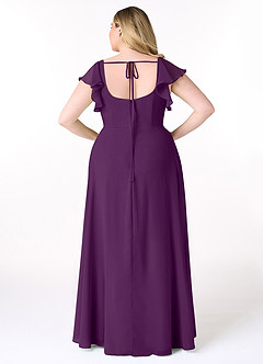 Azazie Bondi Bridesmaid Dresses Grape A-Line Ruffled Chiffon Dress image8
