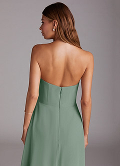 Azazie Wren Robes de demoiselle d'honneur Robe Trapèze Convertible en Mousseline de soie Fente Latérale Sauge D'argent image8