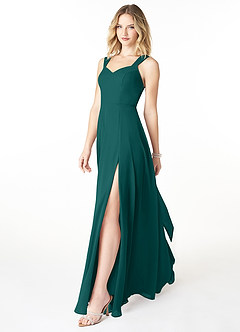 Azazie Julie Bridesmaid Dresses Peacock A-Line Sweetheart Neckline Chiffon Dress image3