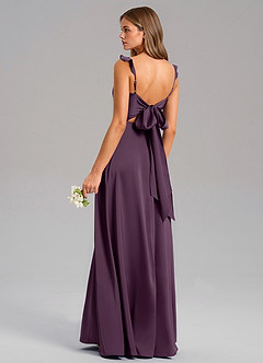 Azazie Everett Bridesmaid Dresses Plum A-Line Stretch Satin Dress image6