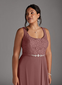 Azazie Ainsling Kleider für die Brautmutter A-Linie Quadratischer Ausschnitt Spitze Chiffon Kleid Wüstenrose image13