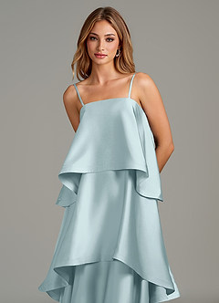 Azazie Azalea Bridesmaid Dresses Mist A-Line Ruched Stretch Satin Dress image2