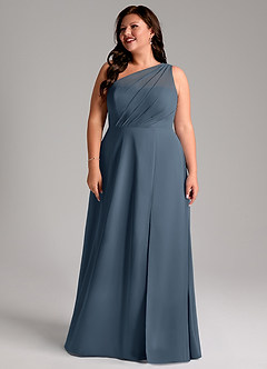 Azazie Phaedra Bridesmaid Dresses Neptune A-Line One Shoulder Chiffon Dress image14