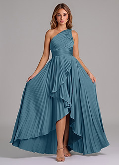 Azazie Lyrica Bridesmaid Dresses Bermuda A-Line One Shoulder Stretch Satin Dress image6