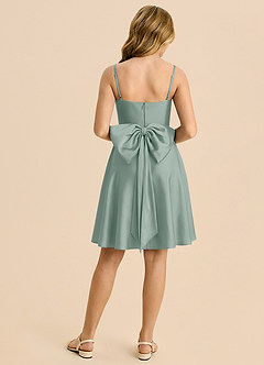 Azazie Bear Junior Silver Sage A-Line Sweetheart Neckline Stretch Satin Dress image2