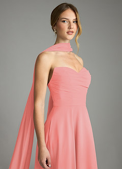 Azazie Ayla Abiti da Damigella Abito A-Line in Chiffon Scollo a Cuore Corallo image8