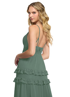 Azazie Rachel Brautjungfernkleider A-Linie Chiffon Kleid Eukalyptus image5