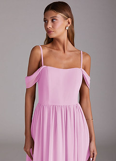 Azazie Calianna Bridesmaid Dresses Candy Pink A-Line Off the Shoulder Chiffon Convertible Dress image7