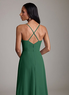 Azazie Naeem Bridesmaid Dresses Dark Green A-Line V-Neck Ruffle Chiffon Dress image7