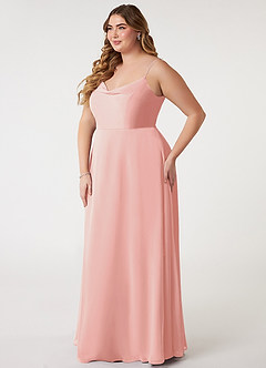 Azazie Daenerys Bridesmaid Dresses Rosette A-Line Cowl Chiffon Dress image10