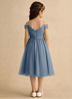 Azazie Lila Girls Formal Robe Demoiselle D'honneur Fillette Robe Trapèze en Tulle Épaule décolletée Violet Crépusculaire image2