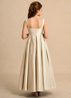 Azazie Mochi Girl Abiti da Ragazza di Fiori Abito Principessa in Raso Opaco Plissettato Champagne image2