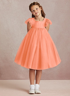 Azazie Kalio Flower Girl Dresses Sunset A-Line with Sleeves Tulle Dress image2