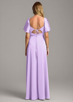 Azazie Chloe Robes de demoiselle d'honneur Robe Trapèze en Satin extensible Encolure en Forme de Cœur Lilas image3