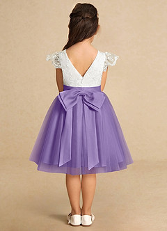 Azazie Vetty Robe Demoiselle D'honneur Fillette Robe Trapèze en Tulle Dentelle Ivoire Tahiti image7