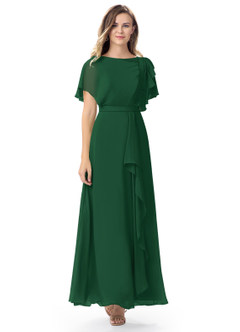 Azazie Aaliyah Kleider zum Anprobieren zu Hause A-Linie Schaufel Gefaltet Chiffon Bodenlang Kleider image4