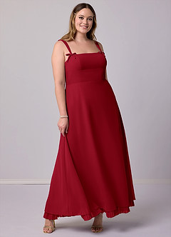 Barbie ♥ Azazie Bridesmaid Dresses Scarlet A-Line Pleated Chiffon Dress image8