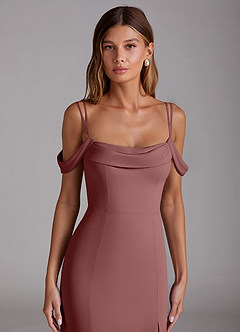 Azazie Callan Robes de demoiselle d'honneur Robe Sirène Convertible en Mousseline de soie Plissée Rose Du Désert image4