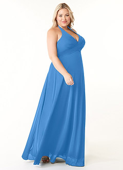 Azazie Tessie Bridesmaid Dresses Blue Jay A-Line V-Neck Pleated Chiffon Dress image8