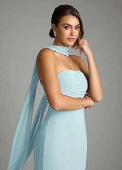 Azazie Saylor Bridesmaid Dresses Sea Glass Mermaid Strapless Chiffon Dress image2