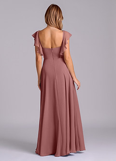Azazie Leilani Bridesmaid Dresses Desert Rose A-Line Pleated Chiffon Dress image2