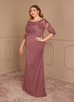 Azazie Alisondra Mother of the Bride Dresses Desert Rose Sheath Scoop Lace Lace Dress image9
