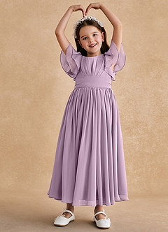 Azazie Ali Flower Girl Dresses Wisteria A-Line Pleated Chiffon Dress image3