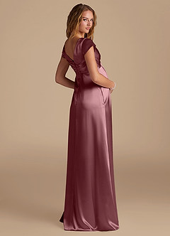 Azazie Allessia Maternity Bridesmaid Dresses A-Line Metallic Satin Floor-Length Dress image2